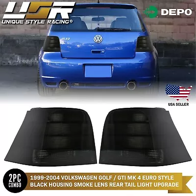 OE EURO E-Code Style BLACK SMOKE Rear Tail Light For 99-04 VW Golf GTi 4 Mk4 IV • $101.96