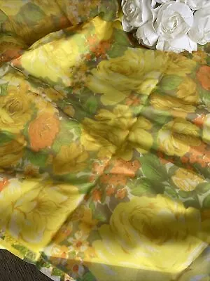 Vintage 1950s Yellow Roses Curtain Pair With Tie Backs NWOT • $24.99