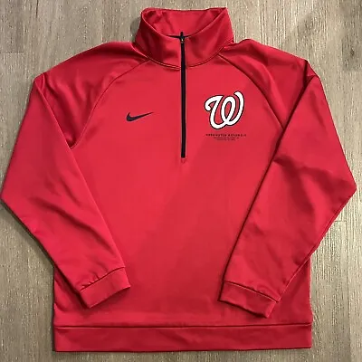 Men’s Washington Nationals Nike 1/4 Zip Dri-Fit Pullover - Large Red • $23.99