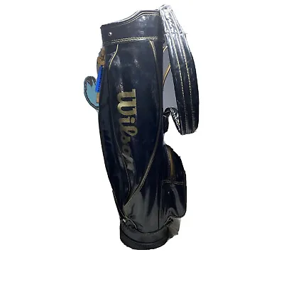 Wilson 15-Way Vinyl Golf Bag Vintage Black And Gold Made In The USA • $45