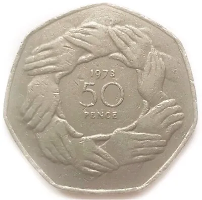Brexit 50p 1973 Hand Of Rings Eec Eu European Union 50p Circulated • £2.99