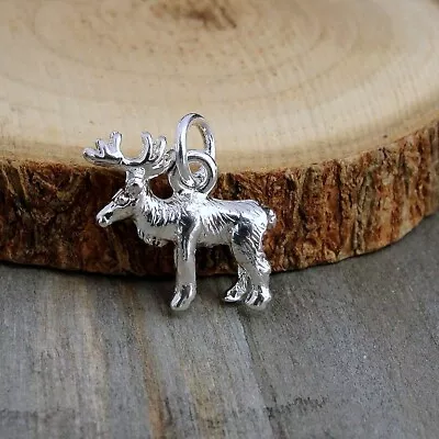 Silver Reindeer Charm - Moose Charm - Elk Charm - Reindeer Pendant Jewelry • $9.95