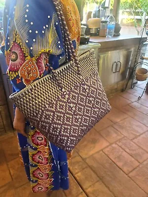 Mexican Hand Woven Median  Bag 12 X17 X7   Multiuse Bag  Plastic. • $25