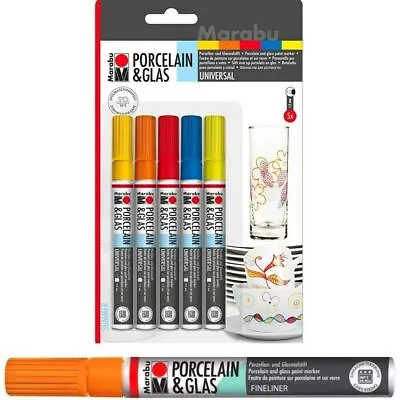 MARABU Porcelain Glass & Ceramic Markers Paint Pens Set For Mugs Plates Cups ++ • £24.74