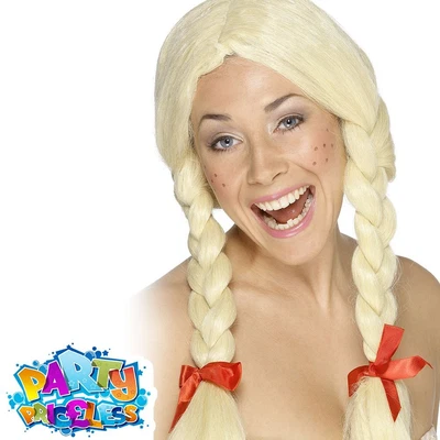 £14.99 • Buy Schoolgirl Dutch Wig Blonde Plaits St Trinians Ladies Fancy Dress Accessory 