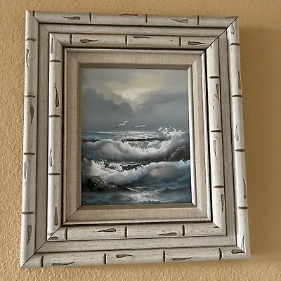 Original Seascape Painting Oil On Canvas Signed  15  X 17  Framed • $33.71