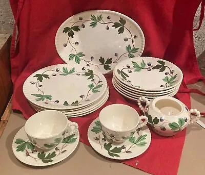 Vintage Blue Ridge MOUNTAIN IVY 17 Pcs Platter Dinner Plates Soup Bowls Cup Sets • $79.99