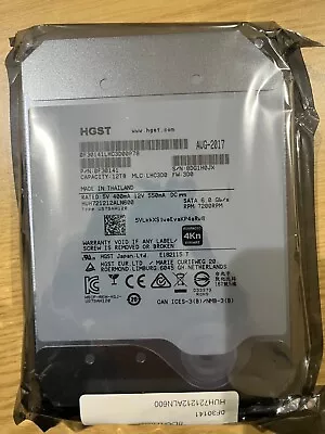 Hitachi 12TB 7.2K RPM SATA 6Gb/s 4Kn ISE 3.5  HDD HUH721212ALN600 • £157