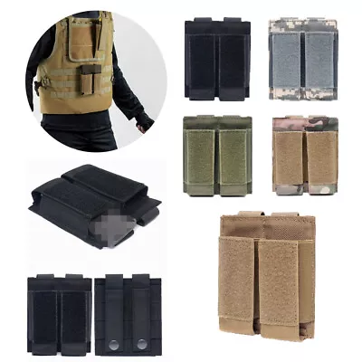 Tactical Open-Top Double Nylon Magazine Pouch 9mm&.40 Molle Pistol Mag Holster • $7.89