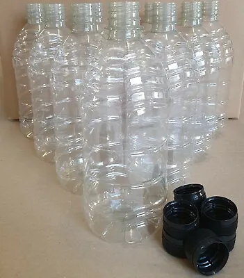 Clear Plastic 750ml Rib PET Screw Cap Bottles Cordial Home Brew (NON CARB*) X 48 • £26.20