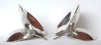 Vintage 925 Sterling Silver Modernist Abstract Butterfly Wing Stud Earrings VGC • $12.50