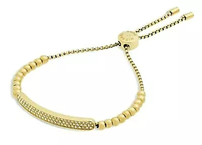 New Michael Kors Pave' Crystal Plaque Bead Slider Gold-tone Bracelet Msrp $95.00 • $49.95