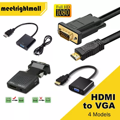 HDMI To VGA Male Female Adapter Cable Converter 1080p Audio Monitor Lead Full HD • $5.45