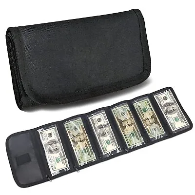 Money Wallet Money Organizer For Cash With 6 Zippered Pocket Multipa • $22.49