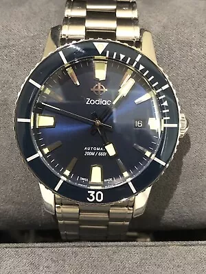 Zodiac Super Sea Wolf Swiss Automatic Compression Diver’s Watch 40mm ZO9258 • $700