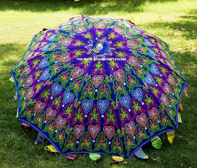 $164.99 • Buy Indian Garden Parasol Handmade Embroidered Outdoor Sun Shade Patio Umbrella 72 
