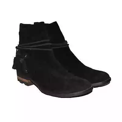 SOREL $160 Tassel Wrap Tie Farah Short Ankle Booties In Black Leather Size 10 • $44.99