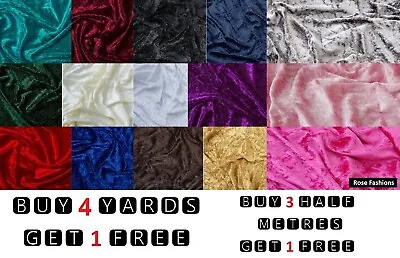 *SALE* Premium Crushed Velvet Velour 2 Way Stretch Spandex Dress Crafts Fabric • £4.85