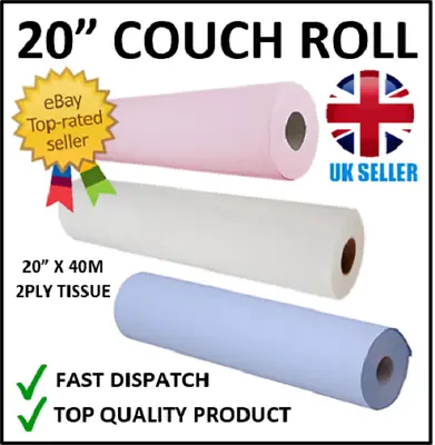 Premium White Couch Roll Paper 2ply 20 X40m Beauty Salon Bed Examination Cover • £6.99