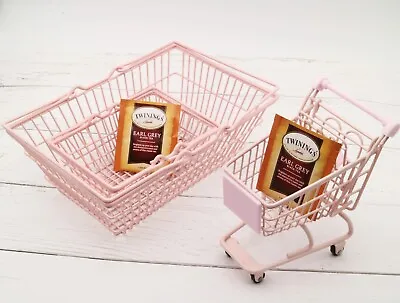 Pure Pink Mini Shopping Cart | Mini & Large Shopping Basket | Stationery Holder • $12.99