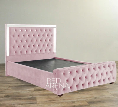 £849.99 • Buy Luxury Plush Velvet Mirror Bed Chesterfield Bed 4ft6 5ft 6ft In All Colours