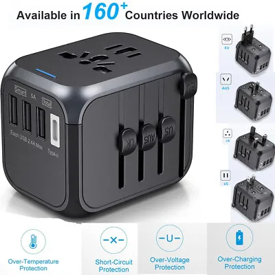 $28.99 • Buy International Travel Plug 4 USB Power Adapter Type C Worldwide 5A Universal 