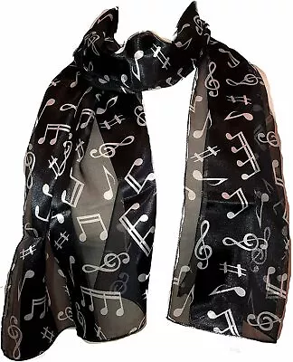 Black Musical Notes Scarf With White Notes • £7.99