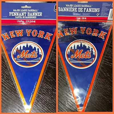 ⚾️amscan MLB NY Mets Pennant Banner 12 Ft Orange/Blue [Brand New]⚾️ • $10