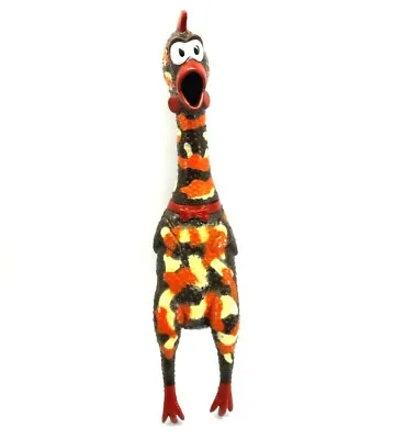 Dog Shrilling Rubber Chicken Chew Toy Squeeze Screaming Rooster Camouflage Brown • $24.83