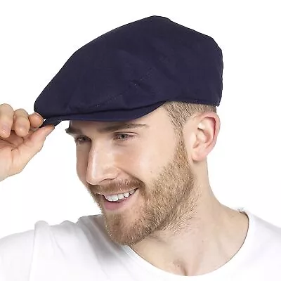 Men's Lightweight Linen Blend Classic Flat Cap Summer Hat • £8.49