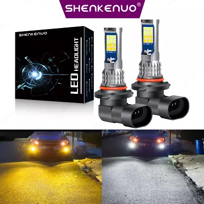 LED Headlight Bulbs 3030 9005 HB3 High Beam White Yellow Switchback 1Pair Bright • $19.49