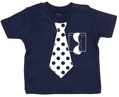 Funny Baby T-Shirt  Spotty Neck Tie & Sunglasses  Cute Clothes Glasses Holiday • £10.95