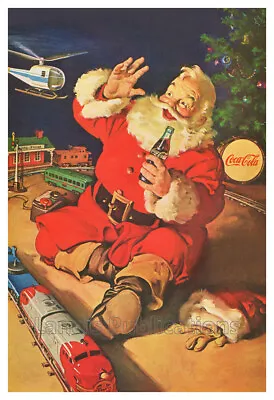 Coca Cola Santa Claus With Toys Around The Tree - Vintage 1962 Christmas Poster • $19.95