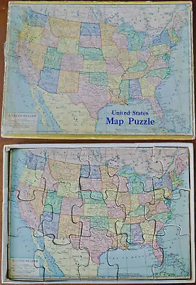 Vintage - C.S. HAMMOND - UNITED STATES MAP PUZZLE - Complete In Original Box • $14.41