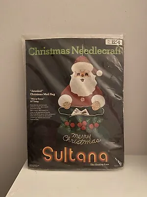 Vintage UNOPENED Sultana Needlecraft Jeweled Christmas Santa Mail Bag Kit  #1254 • $13