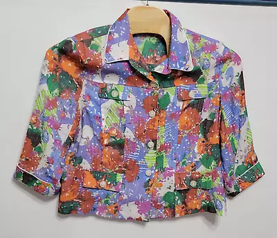 Erin London Women's Size XL Multicolor Button 3/4 Sleeves Shirt Blouse Blazer • $15