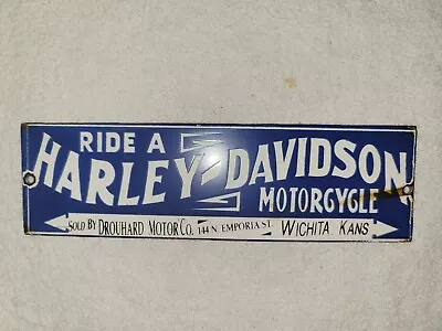 Vintage Harley Davidson Motorcycle Porcelain Sign Dealer Kansas Gas Oil Indian  • $31