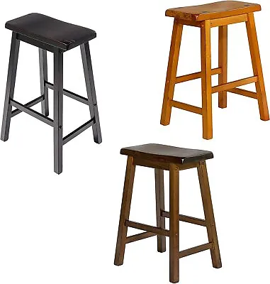 Scoop Bar Stools 18  24  & 29 H Black Cherry Oak Color Set Of 2 Solid Wood • $122