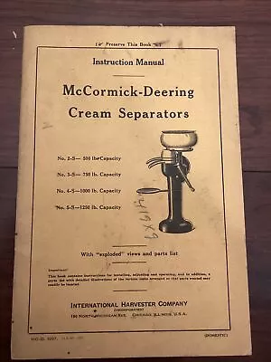 Instructions Manual McCormick Deering Cream Separators  • $40