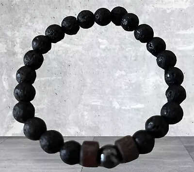 New Chakra Bracelet Healing Lava 8mm Black Bead Oil Diffuser Aromatherapy 1pc • $5.20