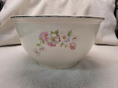 Homer Laughlin Virginia Rose Fluffy Rose Large Mixing Bowl E 52 N8 READ  Crack • $12.99