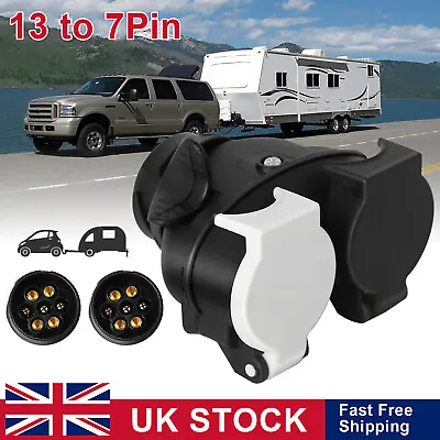 13 To 7 Pin Trailer Truck Tow Bar Plug Adaptor Socket Electric Towing Converter • £7.49