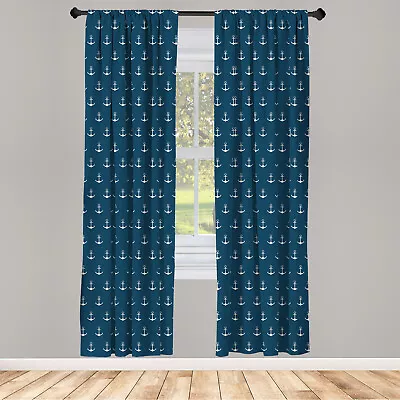 Anchor Curtains 2 Panel Set Nautical Simple Classic • £23.99