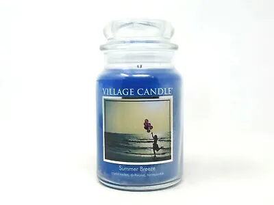 Village Candle Summer Breeze Scented 2 Wick 21-1/4 Oz Premium Jar Candle Blue • $20.77