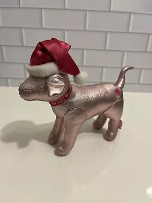 Victorias Secret Rare VS Pink Plush Dog Santa Collectible • $12