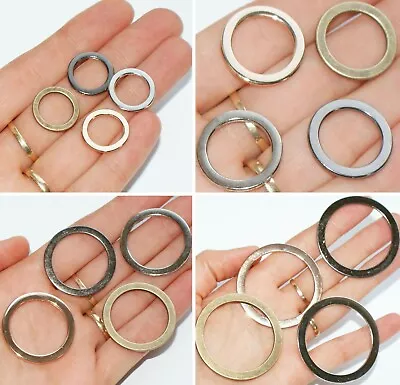 FLAT METAL ALLOY O-Rings WELDED Leathercraft Buckles SILVER GOLD BRONZE BLACK • £2.75