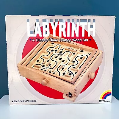 Hand Crafted Labyrinth Wooden Puzzle Ball Maze Skill Children's Game • £1
