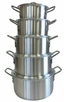 £52.91 • Buy Aluminium Stock Pots Set Cooking Boiling Pans Deep Catering Stockpots Casserole