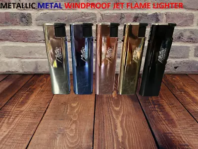 1|5 X Mattao Metal  Metallic  Maxi Size Windproof Jet Flame Refillable LIGHTERS • £7.95