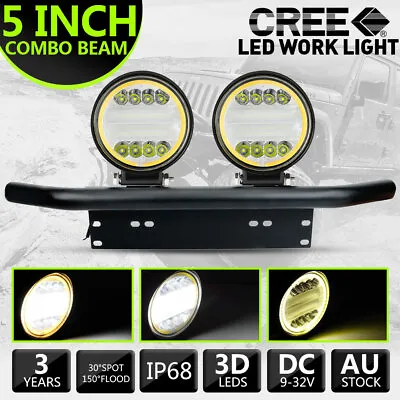 Pair 5 Inch LED Driving Lights Round Work Spot Flood Front Bumper & Number Plate • $59.99